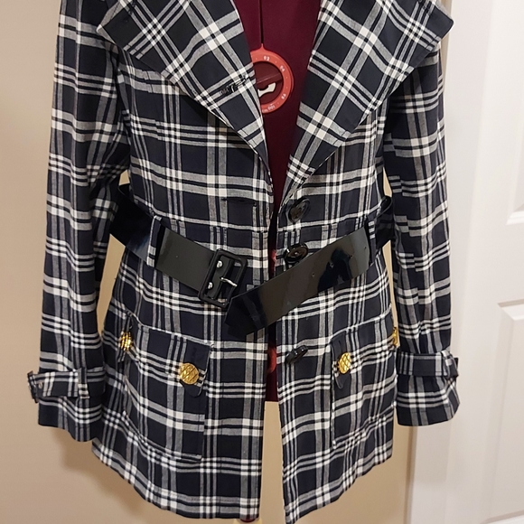 Plaid Trench Coat - Picture 2 of 6